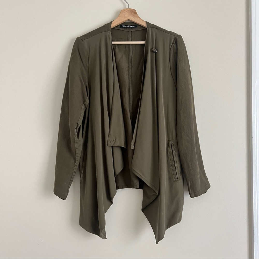 Blank NYC Olive Green Draped Blazer